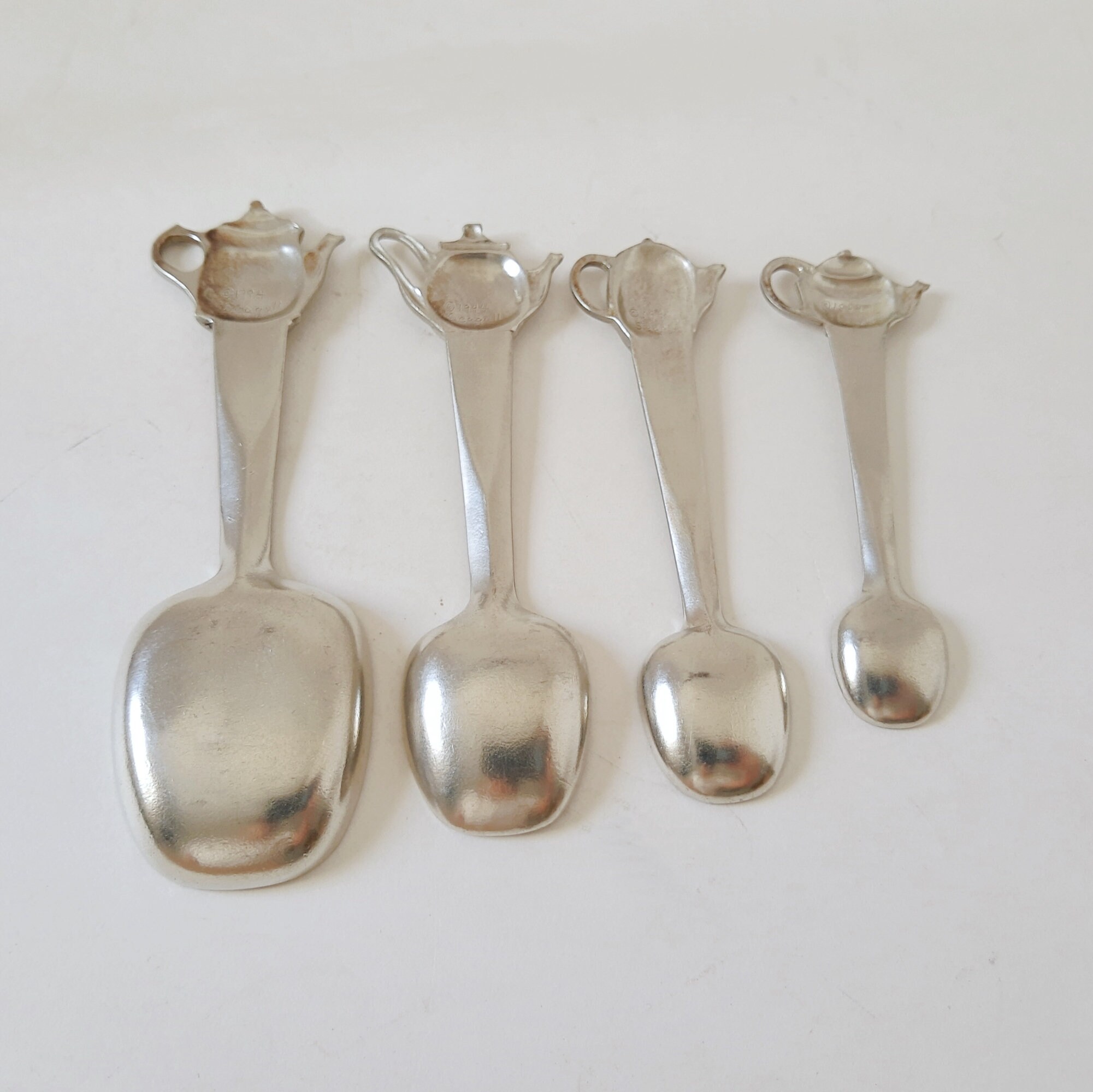 Seagull Pewter measuring spoons teapot handles wood wall Etsy