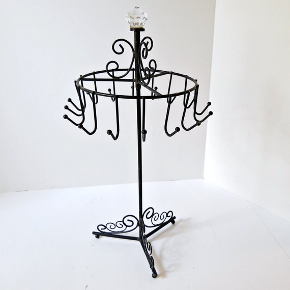 Metal Necklace Tree, stand circle holder,  glass … - image 2