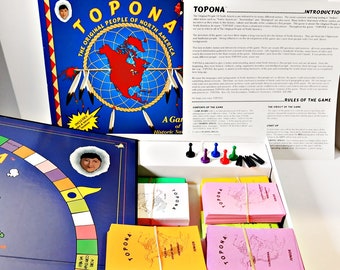Topona Board Game, 1996 Northern Games, 8 decks of cards, game of good news, interaction, educational questionable and fascinating facts