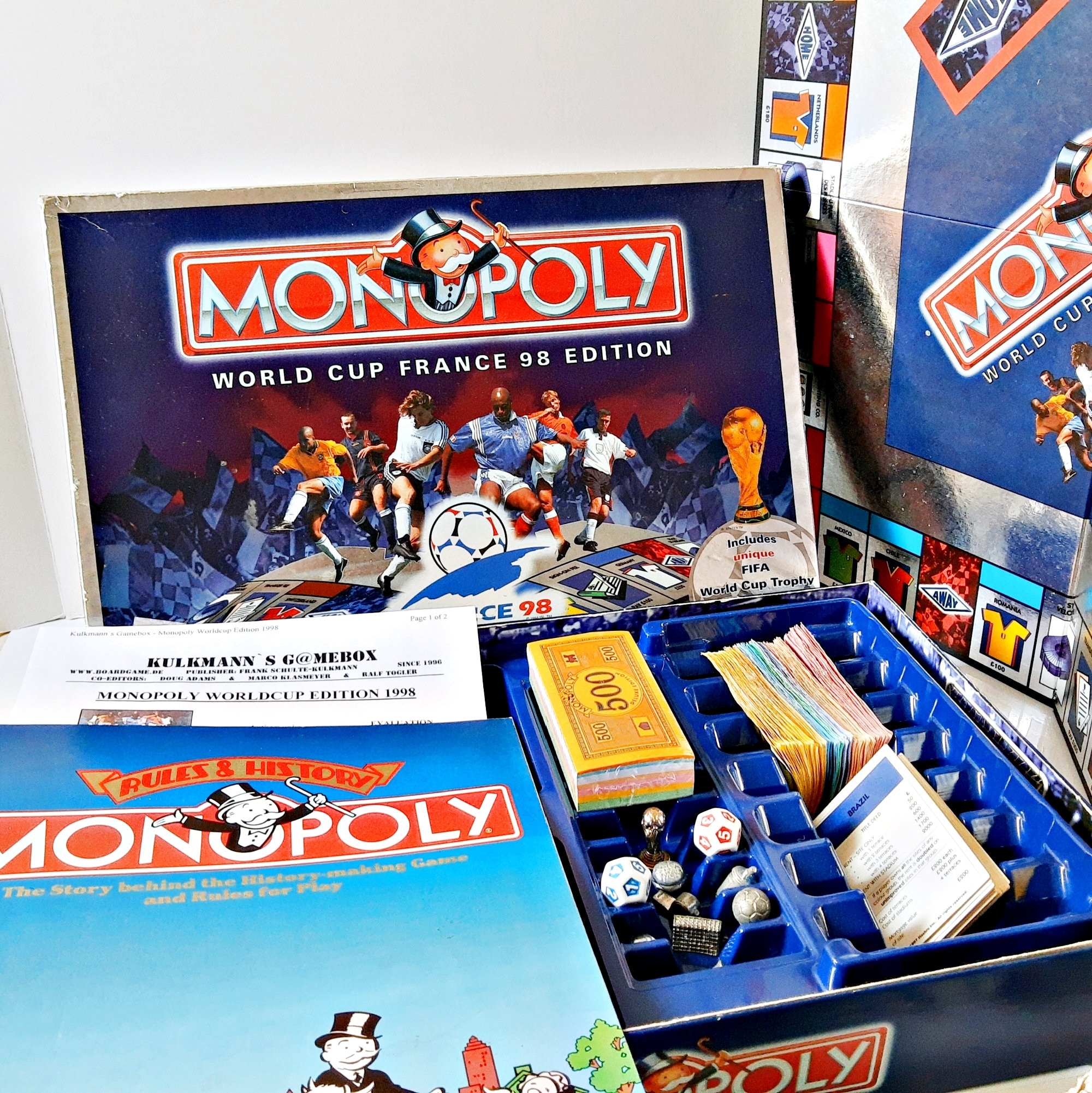 World Cup France 98 Edition Monopoly Board Game Complete FIFA