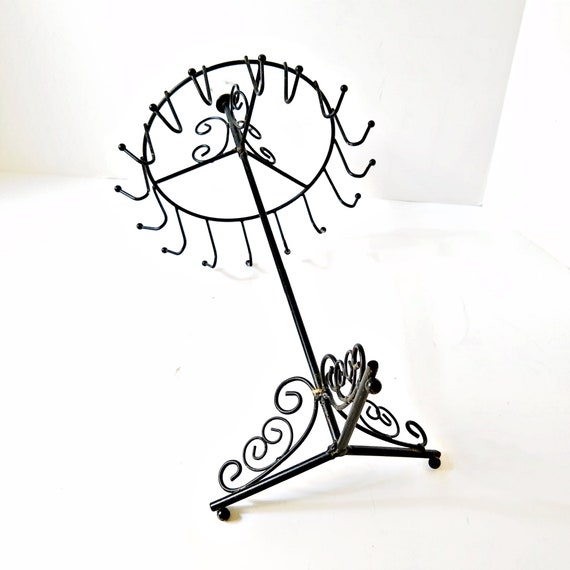 Metal Necklace Tree, stand circle holder,  glass … - image 4