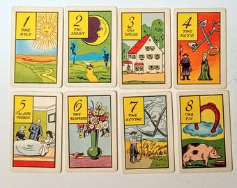 Old Gypsy Fortune Telling Cards, Whitman Publishing, 1940 edition, #3013, 36 card Deck Complete  and booklet
