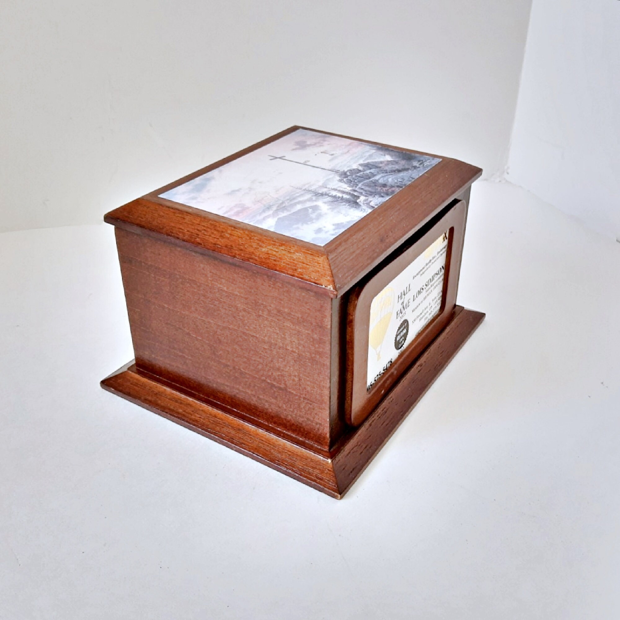 Caja de tarjeta de visita caja de escritorio de madera | Etsy