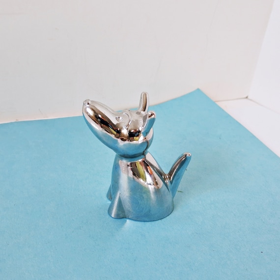2 Ring Holders Chrome Dog w Tail and Crystal Glas… - image 3