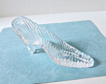 Irish Crystal Shoe Cinderella Glass Slipper, trinket dresser dish, candy jewelry box, glass art high heel clear paperweight 24 percent lead