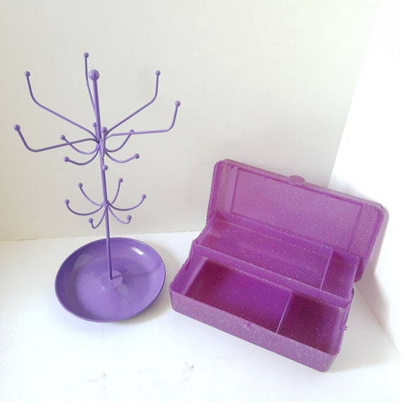 Necklace Holder Tree, and jewelry box, Vintage br… - image 7