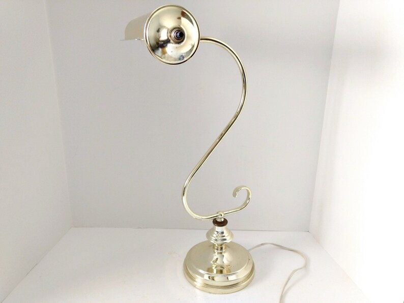 Piano Desk Lamp Gooseneck Or Tall S Neck 20 Inches Gold Color Bankers Student Table Top Light Adjule Polished Brass Finish