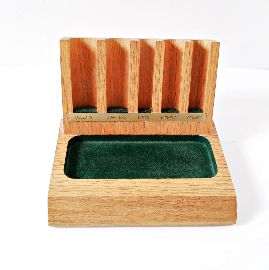 Pocket Change Tray Solid Wood Valet Coin Desk Tray Etsy