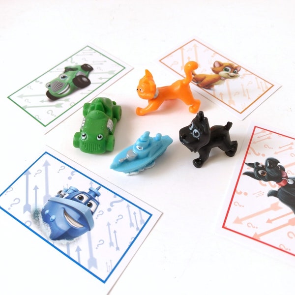 Monopoly Junior Board Game Pieces Four Playing Tokens,  Little Scottie Dog, Toy Boat, Little Hazel, Toy Car, Craft Supply Keychains Pendants