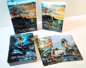 Messages from the Mermaids 44 Card Oracle Deck and Guidebook by Karen Kay, Gilded Artwork by Linda Olson, Energy Wisdom, Divination