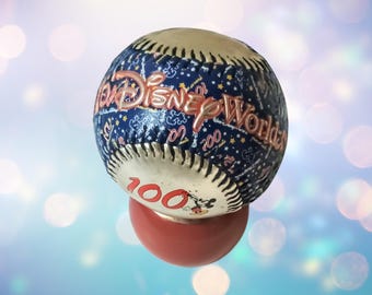 Walt Disney World Collectible Baseball Ball Mickey Mouse Graphics, Silver Finish, 100 Years of Magic 2001