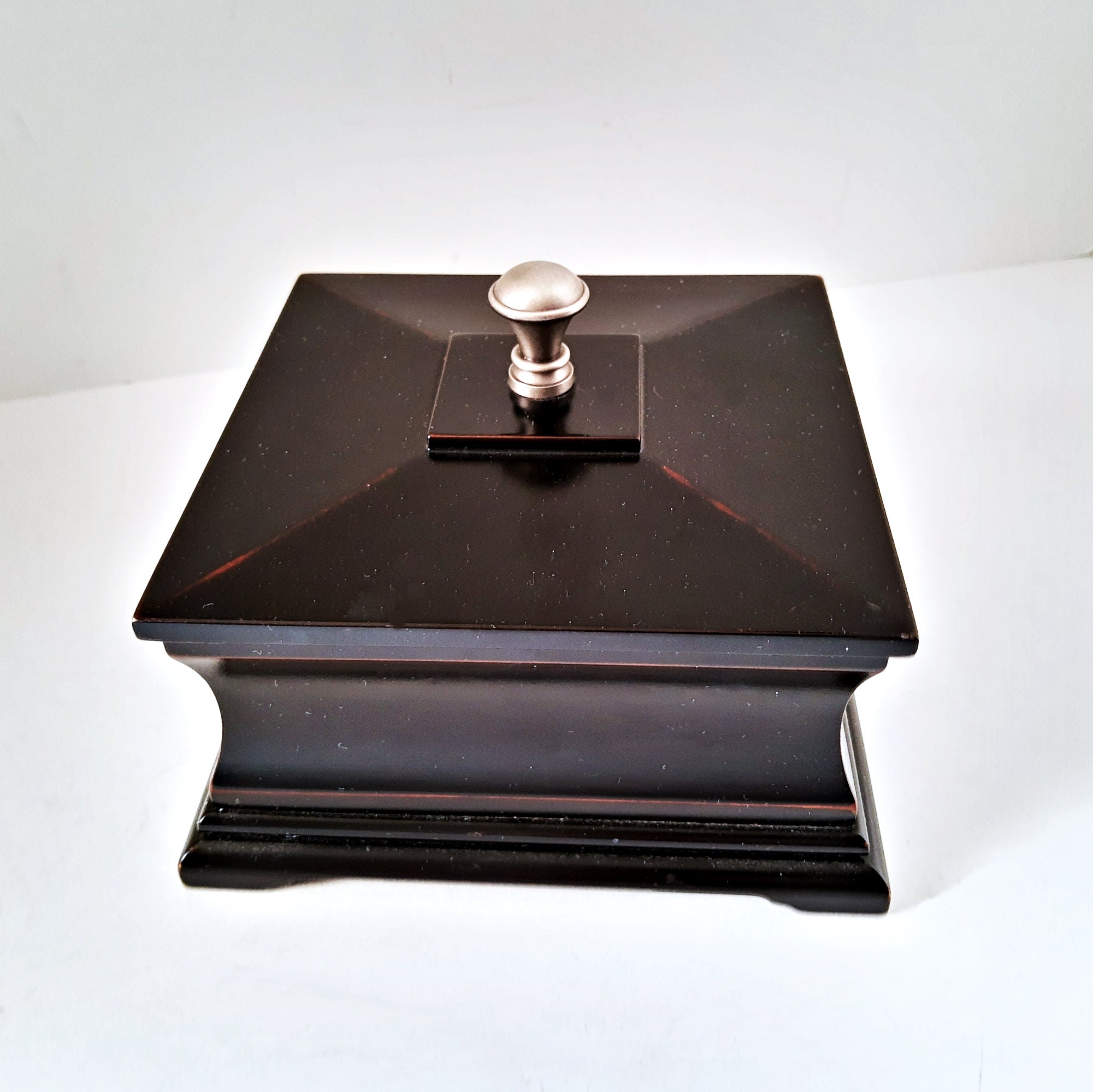 Bombay Company Wood Keepsake Box with lid Black Finish with Etsy