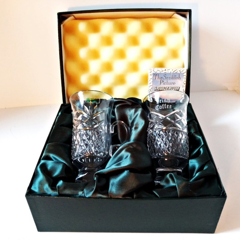 Galway Irish Crystal Irish Coffee Cups set of two boxed Etsy
