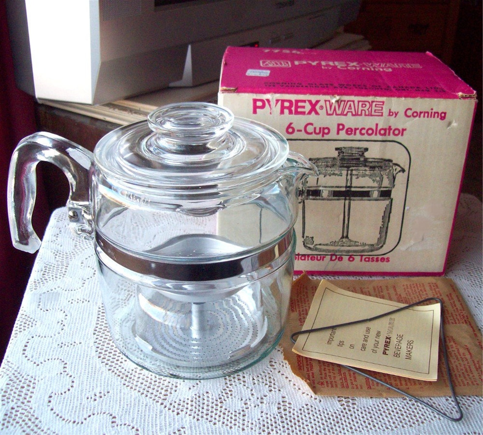 Pyrex Coffee Pot 6 cup 7756B Glass Percolator Etsy