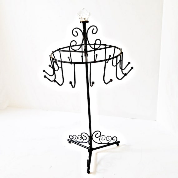 Metal Necklace Tree, stand circle holder,  glass … - image 1