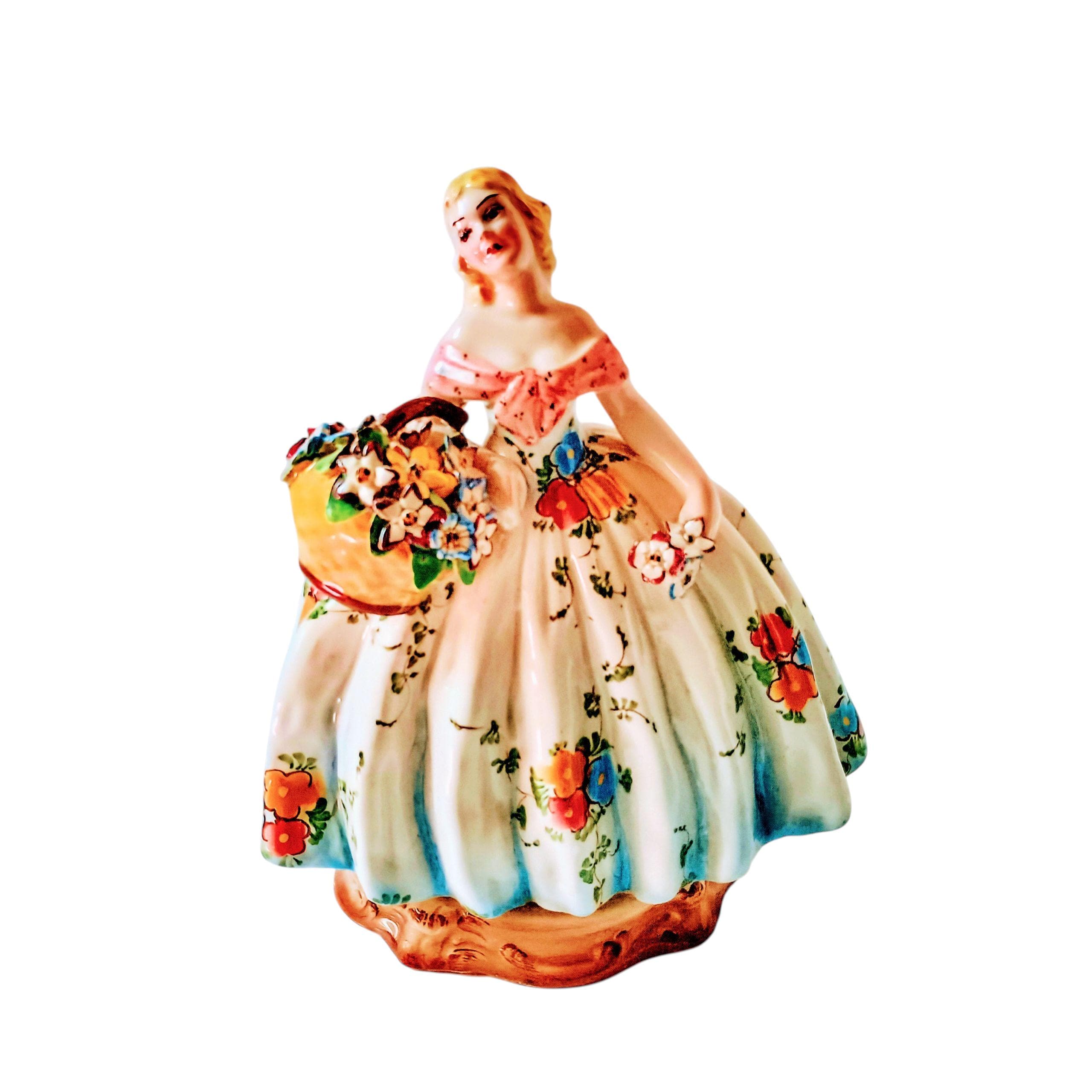 Teodoro Sebelin Lady Figurine Italy Blonde Hair, Pink Blue White