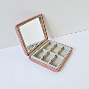 Boîte à bijoux de voyage, étui à bijoux pliable avec fentes pour boucles d'oreilles en miroir, rose et gris, pochette de voyage Mele, compact de poche, service de voiturier