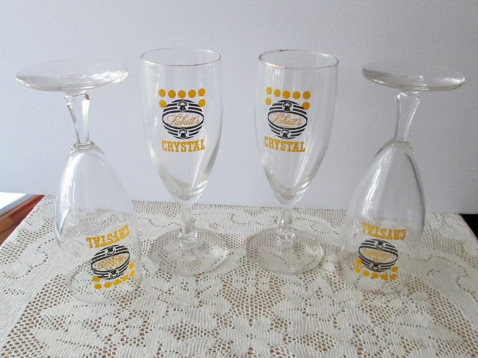 Labatts Crystal Beer Glasses 7 inches high Fancy stemmed set Etsy