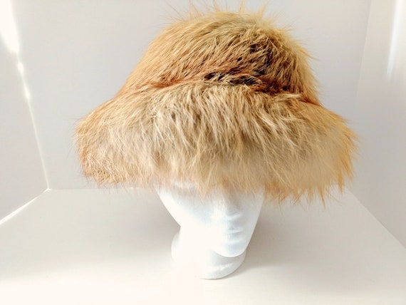 Fluffy Soft Bucket Hat, Golden Brown Fur Hat, Vin… - image 6