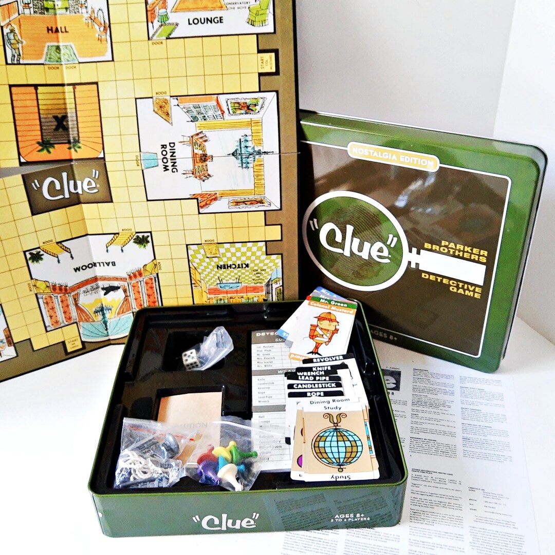 Nostalgia Clue Game Board Tin Edition, Celebrating 1963 Complete ...