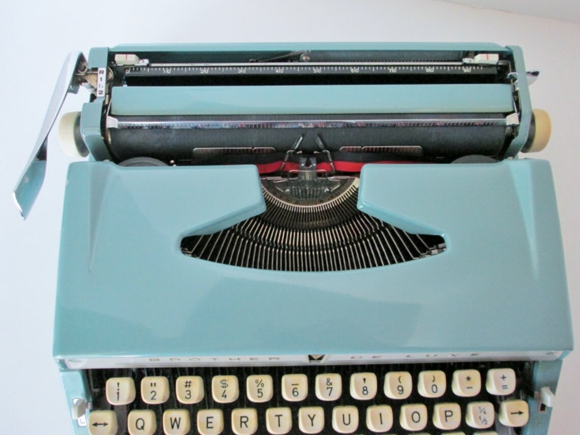 Brother Deluxe Manual Portable Typewriter Aqua Blue Green Etsy