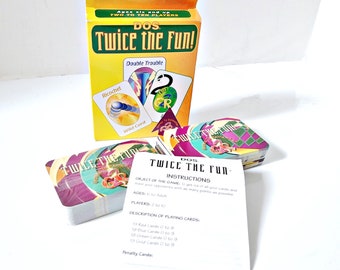 Dos Twice the Fun, The Family Game, sealed card game, instructions, 108 cards, 2000 by Mark Rice, a double DOS of fun, ages 6 and up