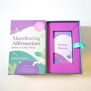 Jeu de cartes et livre Manifesting Affirmation par Emily Anderson Jeu de 50 cartes, Changement positif Manifestez votre rêve, amour travail carrière prospérité