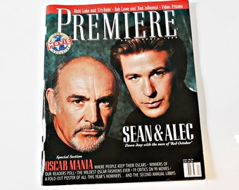 Alec Baldwin and Sean Connery April 1990, attached Oscar guide, movie history and great advertisements, oscar fashions, color movie magazine