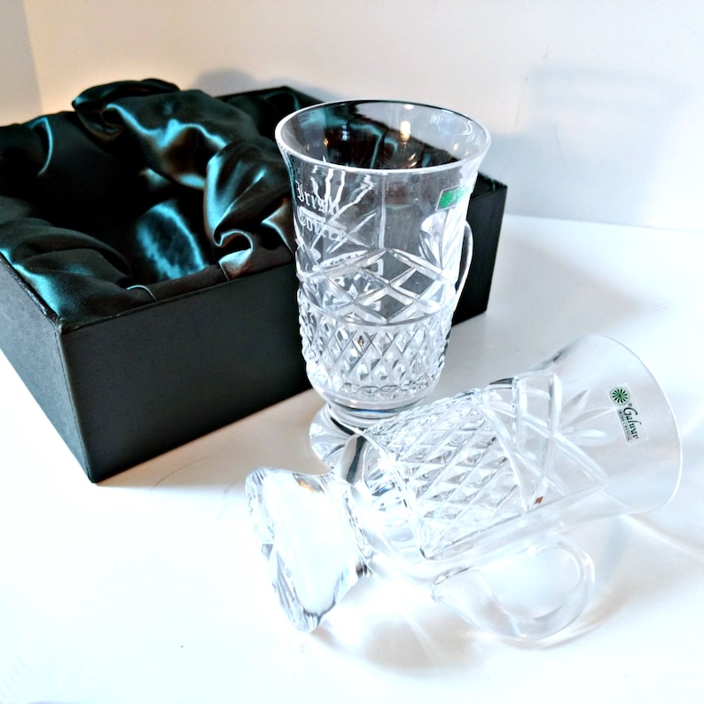 Galway Irish Crystal Irish Coffee Cups set of two boxed Etsy