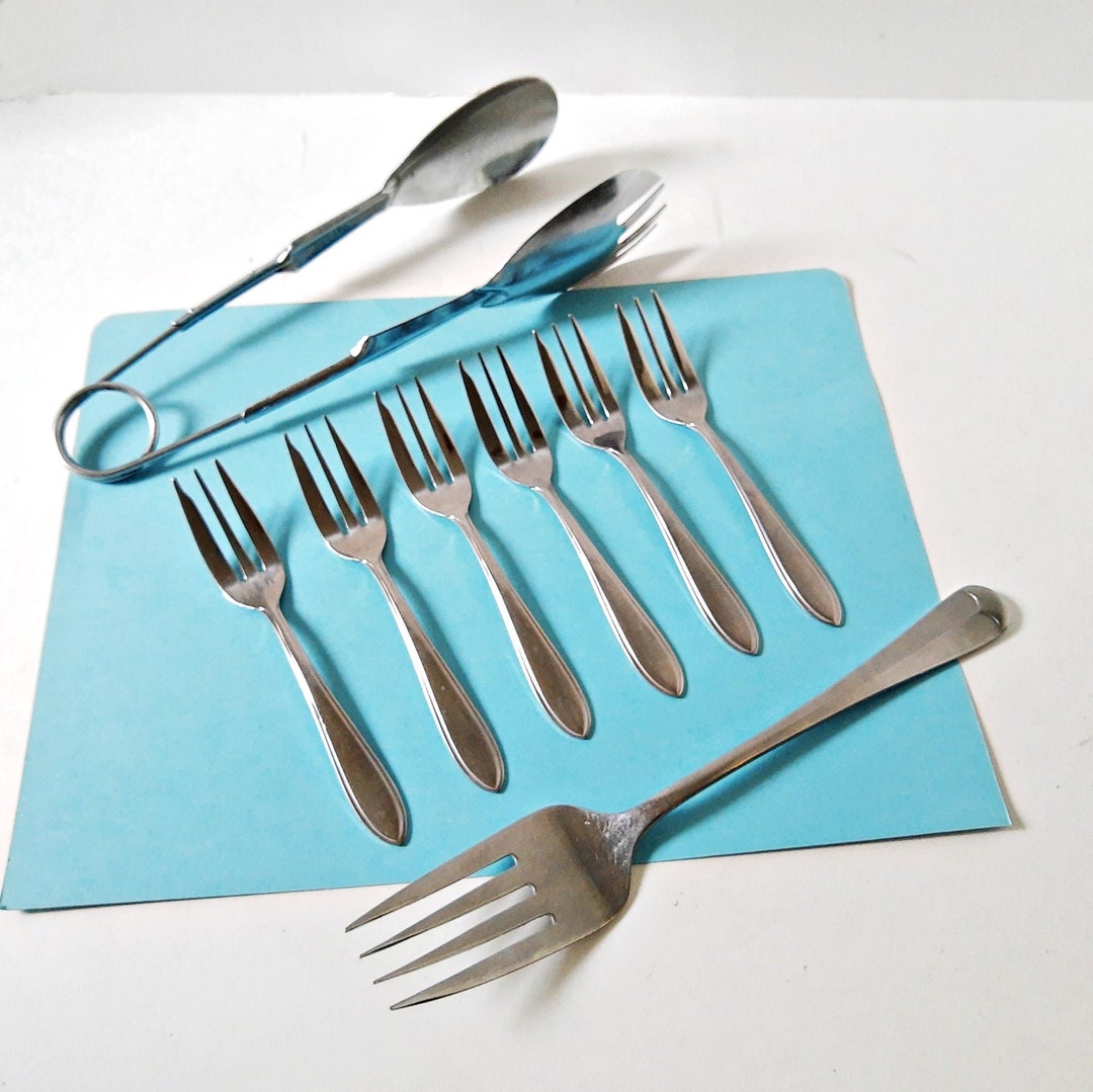 3 Tine Dessert Forks Cake Pastry Pie Forks Wide Third Tine Etsy