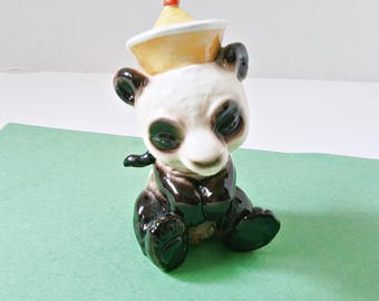 Goebel Panda Bear with Chinese Emperor Hat Animals of the World Collection, 33519 West Germany, Figurine 4 inches high Rare Porcelain Figure