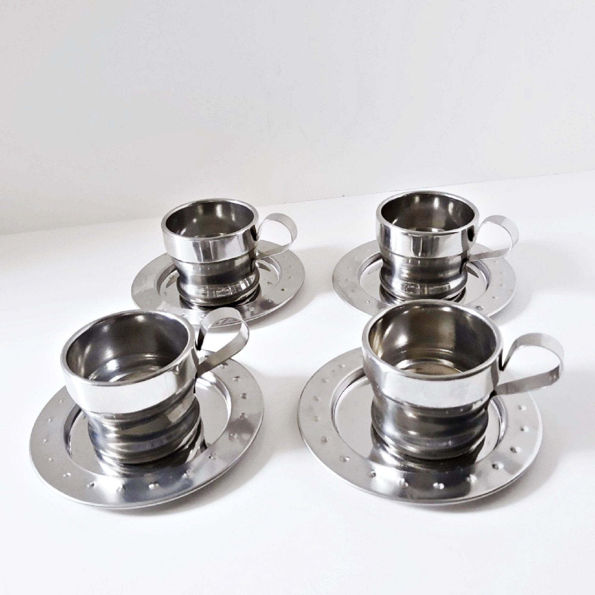Stainless Steel Espresso Cups Set of 2 - Double Wall Insulated Metal Espresso  Cups Travel Espresso Cup
