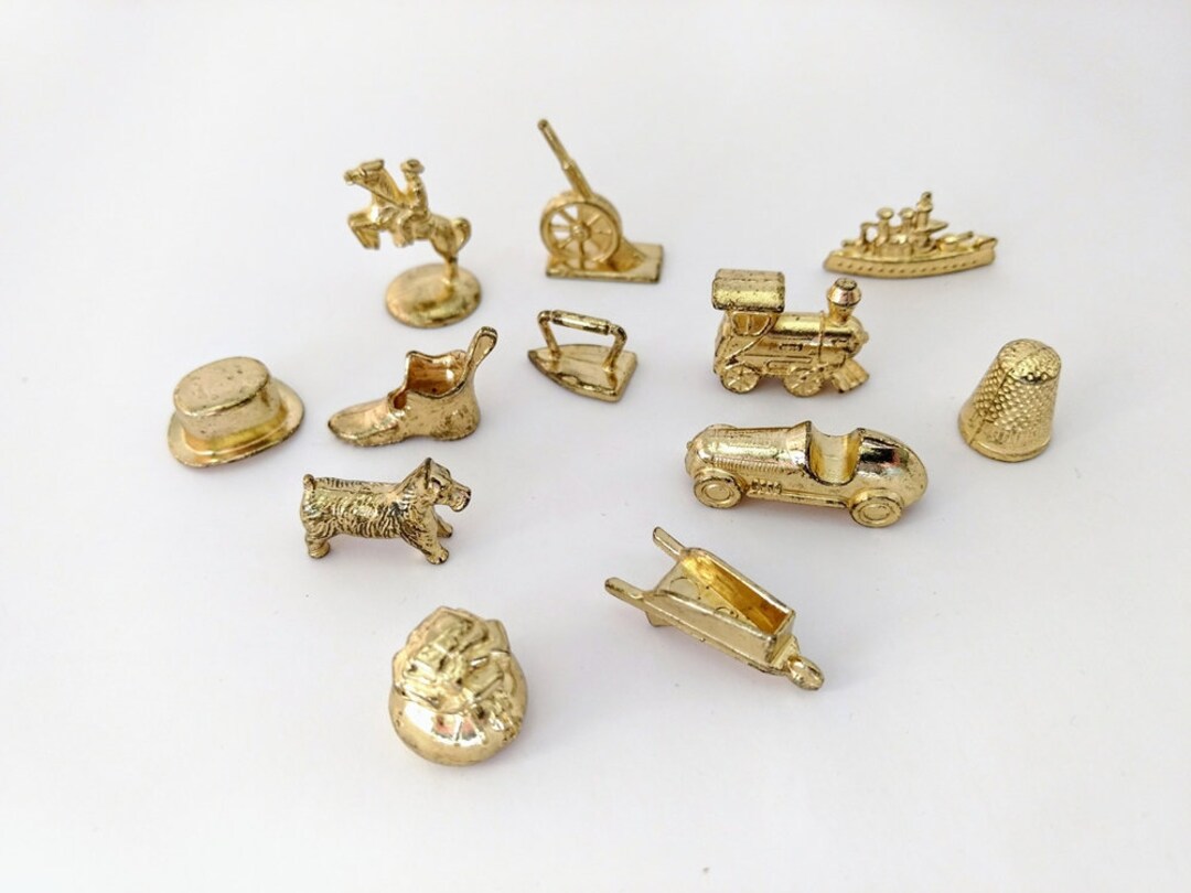 Monopoly Game Pieces Gold Metal Tokens Twelve Pewter Pieces Etsy