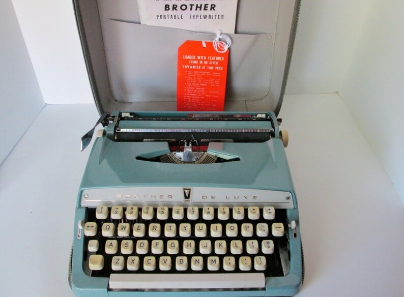 Brother Deluxe Manual Portable Typewriter Aqua Blue Green Etsy