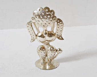 Poodle Earring Tree Signed Torino Gold Metal Earring Holder dresser display