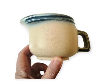 Beauce Pottery by Jean Cartier C-82 Vintage Creamer, Canadian Pottery Cream Milk Pitcher, Blue Beige, Scandinavian Style 70s