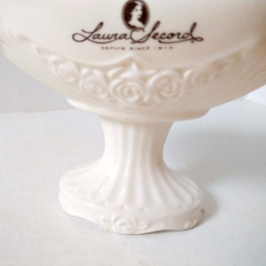 Pedestal Candy Dish Bathroom Soap Dish Laura Secord Embossed Banana Split Bowl 1980s Limited Edition Easter Egg Dish Off White Old World image 2