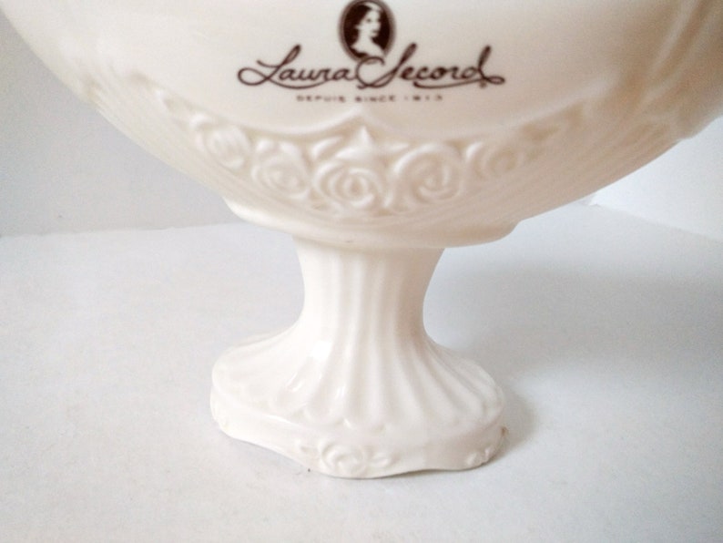 Pedestal Candy Dish Bathroom Soap Dish Laura Secord Embossed Banana Split Bowl 1980s Limited Edition Easter Egg Dish Off White Old World image 2