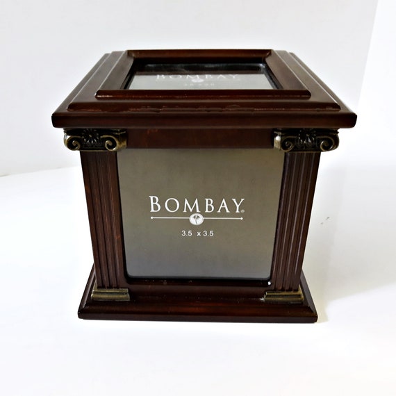 Bombay Company Wood Keepsake Box Picture Cube Chest Vintage Etsy