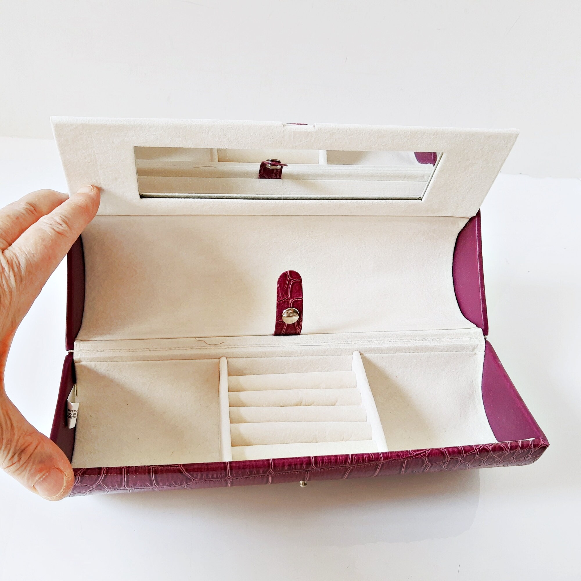 Tuscan Designs Plum Jewelry Box Purse Textured Faux Leather - Etsy