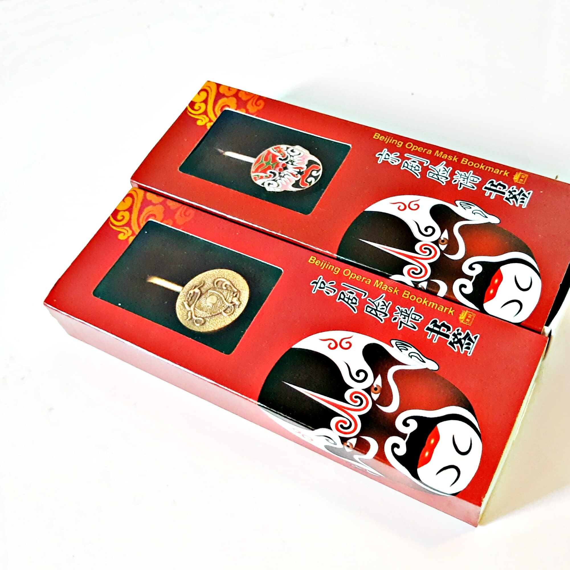 Two Metal Bookmarks, Chinese Opera Mask Beijing Book Marks