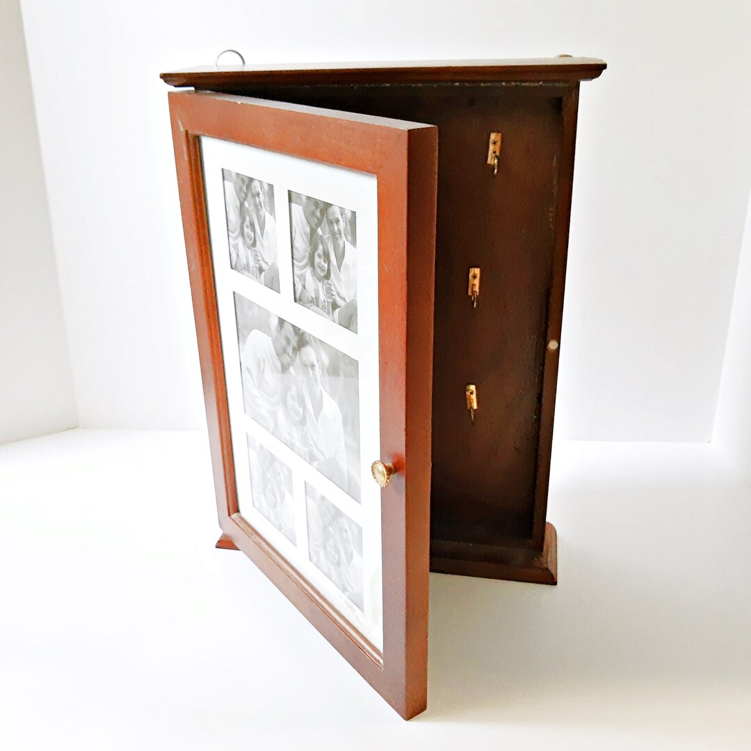Wood Key Holder Box Hanging Wall Picture Frame Etsy