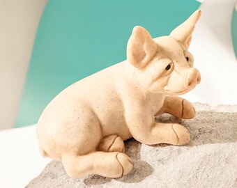 Quarry Critters Pickle the Pig Stone Figurine, 6 inch Statuette farm animal