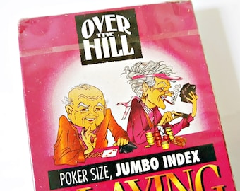 Over the Hill Poker Size Jumbo Index Playing Cards, sealed full deck, 54 cards including jokers, large size numbers for failing eyesight