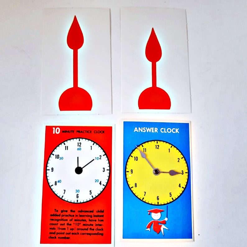 Telling Time Cards Ages 5 to 9 Flash Cards Answer Clock Etsy