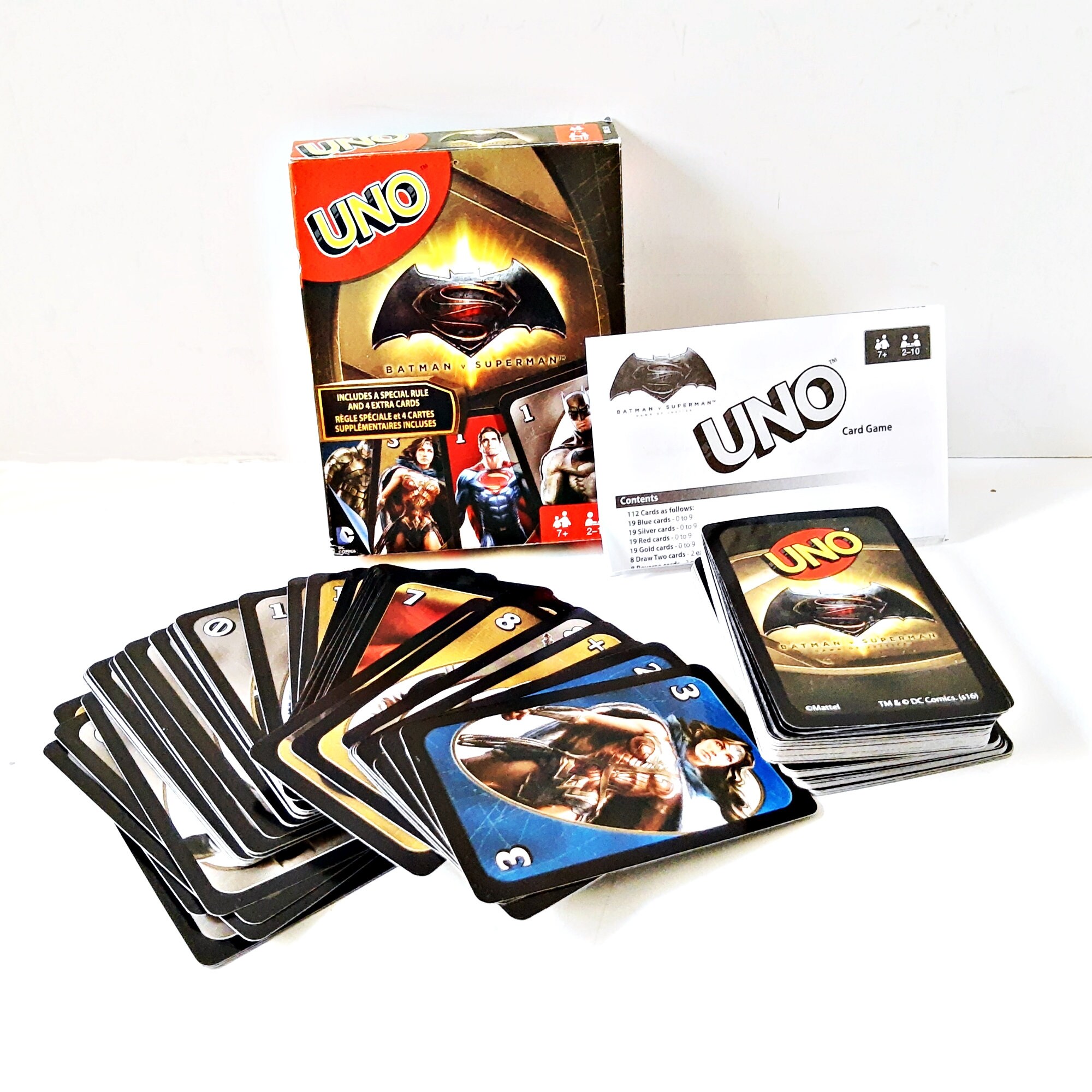 Batman Vs Superman Uno Card Game 112 Cards and Rules Ages - Etsy