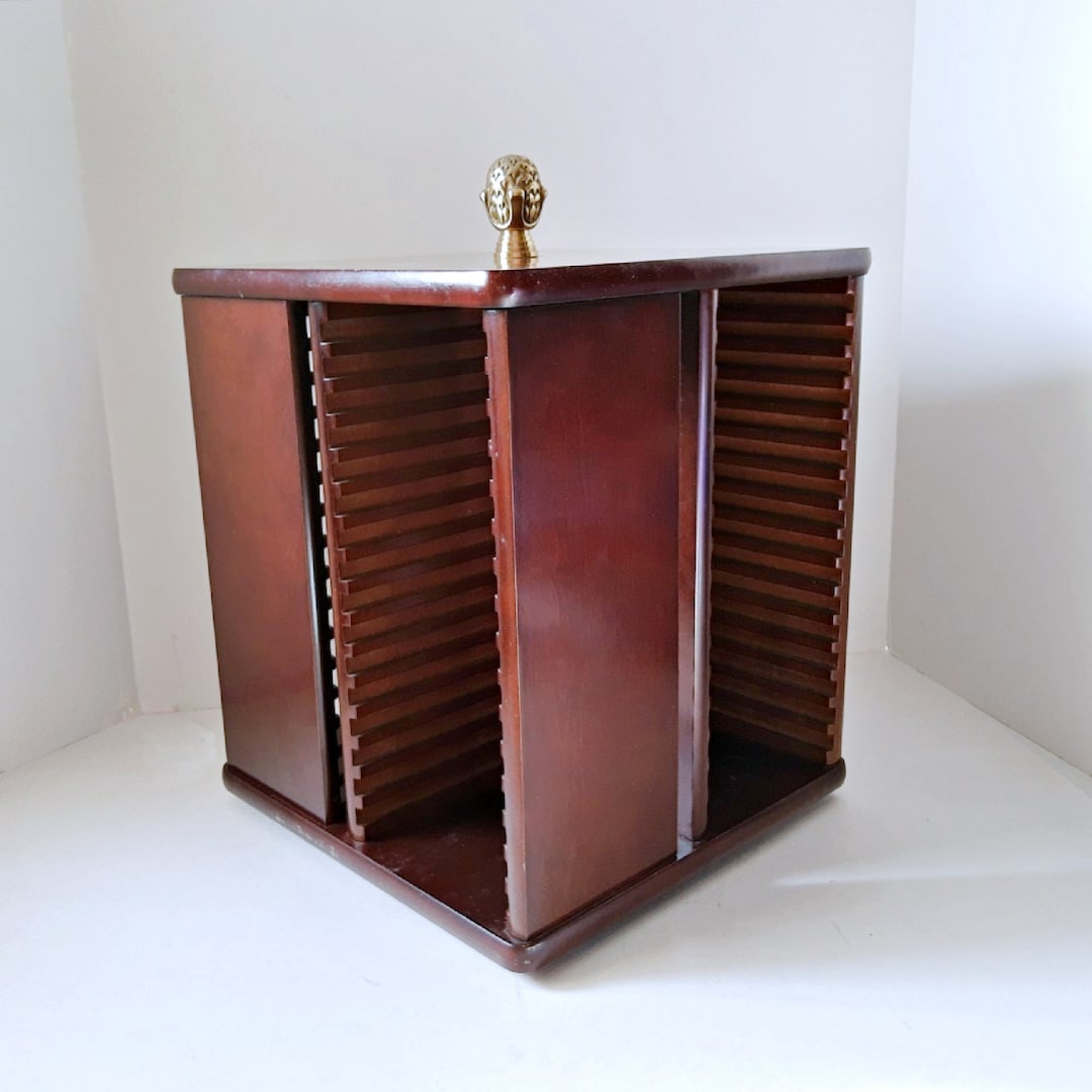 Bombay Company Wood Mahogany CD DVD Rotating Carousel Organizer With ...