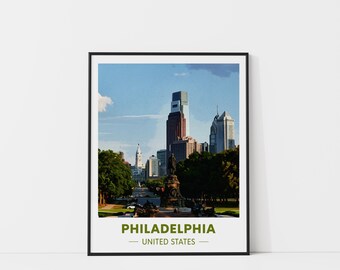 Philadelphia Travel Print, Watercolor Travel Poster, Pennsylvania Art Print, Watercolor City Print, Philadelphia Traveler Gift, City Poster