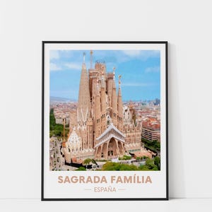 Sagrada Família Travel Print, Watercolor Travel Poster, Barcelona Art Print, Watercolor City Print, Barcelona Traveler Gift, City Wall Art