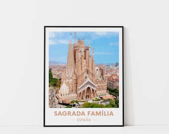 Sagrada Família Travel Print, Watercolor Travel Poster, Barcelona Art Print, Watercolor City Print, Barcelona Traveler Gift, City Wall Art